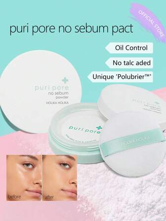 HOLIKA HOLIKA Purify No Sebum Powder, Natural Mineral Powder, Controls Sebum Skin Soft And Bright Keeps Make-Up Matte And Healthy, K-Beauty, Korean Makeup,7g/0.24oz