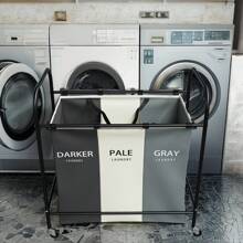 Laundry Sorter, 3-Section Laundry Hamper With Wheels, Rolling Laundry Basket With Large Capacity And Removable Bags For Clothes Storage, Multicolored,Spring,Minimalist,Summer Tops - Multicolor - View 4