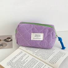 1 pieza Bolsa de maquillaje a cuadros de 4 colores, bolsa portátil de almacenamiento de cosméticos y artículos de aseo