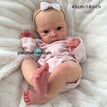 Full Soft Vinyl Body Reborn Baby Asleep Doll Realstic 18inch 45cm Newborn Bath Toy With 3D-Painted Skin And Visible Veins Bebe Girl Alive Art Birthday Gift - 全身乙烯基娃娃 - 查看 2