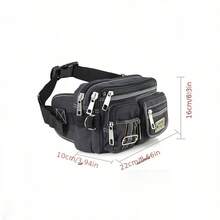 Fashionable Multi-Layer Canvas Waist Fanny Pack, Retro Basic Crossbody Chest Bag For Casual Use - Khaki - View 11