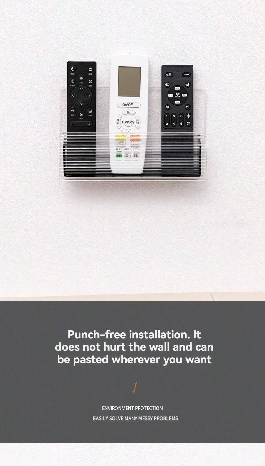 Acrylic Wall-Mounted Remote Control Storage Box, No Drilling, For Air ...