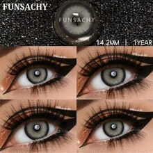 FUNSACHY graue Kontaktlinsen 14,2 mm natürliche weiche Linsen Jahresverbrauch Kostüm Cosplay