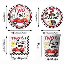 10pcs/20pcs/40pcs/Set, 2nd Birthday Party Supplies Racing 2nd Birthday Party Supplies 2nd Birthday Decorations Tableware 9 Inch 7 Inch Plates, Napkins And Cups, 2nd Party Decorations Favors For Two Quick Two Huggies Birthday Decorations - Multicolor - View 6