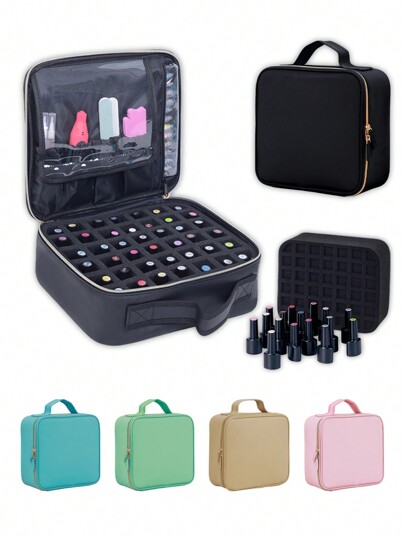 Caixa de Armazenamento de Esmalte de Unha de Grande Capacidade com 42 Frascos - Bolsa Cosmética Portátil de PU com Alça, Comporta 42 Frascos (0,51 fl oz/15 ml) de Esmalte de Unha com Divisórias Removíveis - Disponível em Várias Cores, Essencial de Viagem, Presentes de Natal, Nécessaire, Viagem, Presentes para Mulheres, Essencial de Viagem para Mulheres, Nécessaire, Clutch / Bolsa Pequena, Organizador de Maquiagem, Nécessaire, Suporte de Pincéis, Mini Nécessaire, Nécessaire de Grande Capacidade
