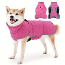 Dog Winter Warm Jacket Outdoor Windbreaker Harness Vest - Hot Pink - View 6