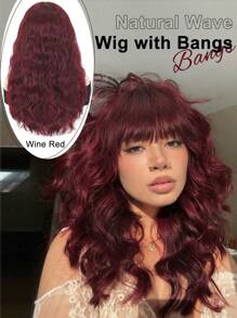 Peruka Natural Wave Remy Włosy Ludzkie Peruka Wino Rude Z Grzywką Naturalnie Wyglądające Naturalne Gęstości Włosy Dla Kobiet 99J