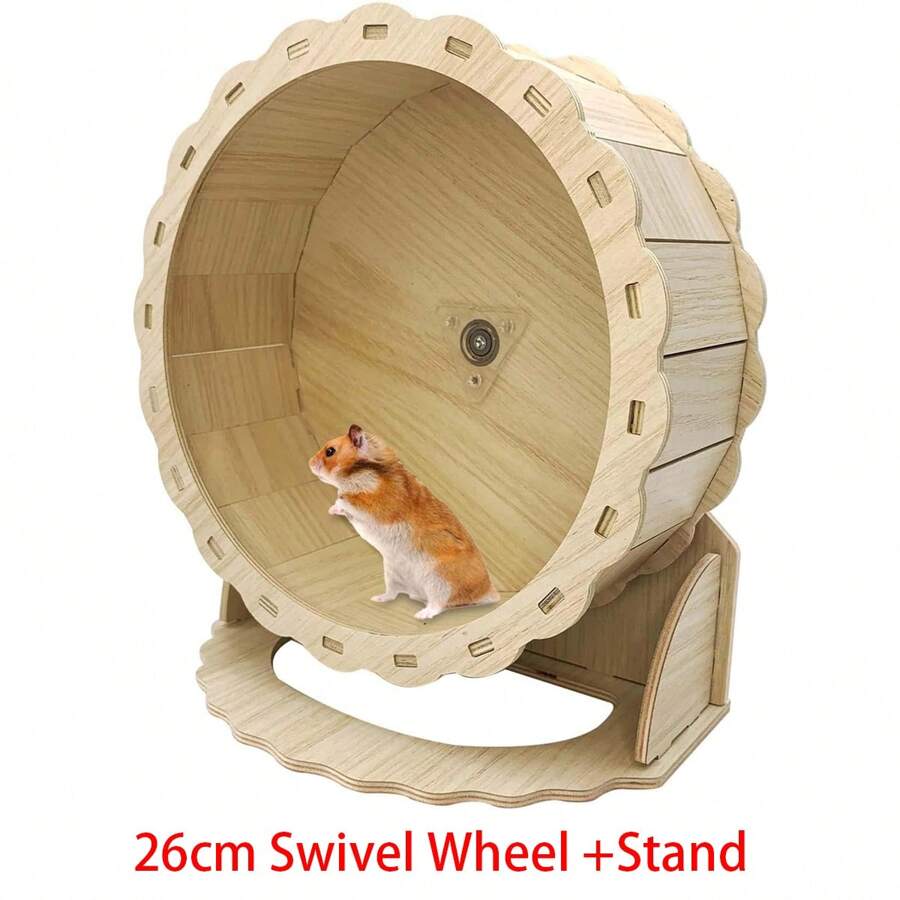 Wooden Hamster Wheels For Small Pets Silent Hamster Exercise Wheel Spinner Wheel For Gerbils, Guinea Pigs, Dwarf, Hamster (15cm/19cm/21cm/23cm/26cm) - Multicolor - View 1