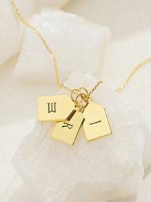 1pc 18k Gold Stainless Steel Electroplated Jewelry, Personalized Mini Bar Tag Neck, Custom Engaged Name Neck, 18K Gold Plated Tag Neck, Birthday Gift For Her, Anniversary Gift, Including Gift Box, As A Valentine's Day Custom Gift
