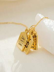 1pc 18k Gold Stainless Steel Electroplated Jewelry, Personalized Mini Bar Tag Neck, Custom Engaged Name Neck, 18K Gold Plated Tag Neck, Birthday Gift For Her, Anniversary Gift, Including Gift Box, As A Valentine's Day Custom Gift