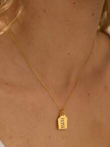 1pc 18k Gold Stainless Steel Electroplated Jewelry, Personalized Mini Bar Tag Neck, Custom Engaged Name Neck, 18K Gold Plated Tag Neck, Birthday Gift For Her, Anniversary Gift, Including Gift Box, As A Valentine's Day Custom Gift