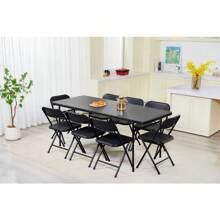 Mainstays 6 Foot Bi-Fold Plastic Folding Table, B.Lack - màu đen - Xem 7