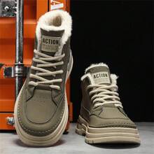 Neue Stil Mittelhohe Lässig Herrenschuhe, & vielseitiges Design, weiche Fütterung für Komfort, wasserdichtes Lederobermaterial, Schnürung, rutschfeste & langanhaltend Laufsohle, Outdoor Lässig Arbeitsschuhe