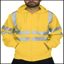 Men's High-Visibility Safety Hoodies: Class 3 Reflective Hi-Vis Sweatshirts For Fall And Winter Working Coats - Yellow - View 1
