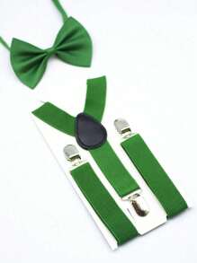 2pcs Kids Solid Color Bow Tie & Suspenders Set, Suitable For Wedding, Party, Birthday, Christmas, Halloween, School Events, Daily Wear For Boys And Girls - one-size - View 14