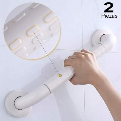 2 Piezas Asidero Antideslizante para Baño con Asistencia, Barra de Apoyo for la Ducha, Bañera Barandilla de Cromo Pulido Montada en la Pared con Manija Antideslizante de Nylon