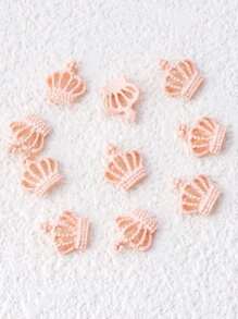 10 piezas de decoración de uñas minimalista y elegante al estilo coreano, en aleación con forma de corona en color plata, negro y rosa - Rosa Pálido - Ver 3