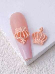 10 piezas de decoración de uñas minimalista y elegante al estilo coreano, en aleación con forma de corona en color plata, negro y rosa - Rosa Pálido - Ver 2