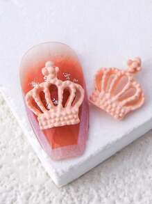 10 piezas de decoración de uñas minimalista y elegante al estilo coreano, en aleación con forma de corona en color plata, negro y rosa - Rosa Pálido - Ver 1