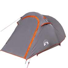2 Person Waterproof Tunnel Camping Tent With Grey And Orange Design