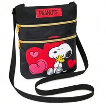 Peanuts Snoopy Handbags Cross Body Messenger Shoulder Bag Adjustable Strap Travel Gift - Black - View 1