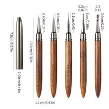 1支/套檀木美甲刷 - 日本美甲工具，可用于勾勒轮廓、构建线条和绘制线条