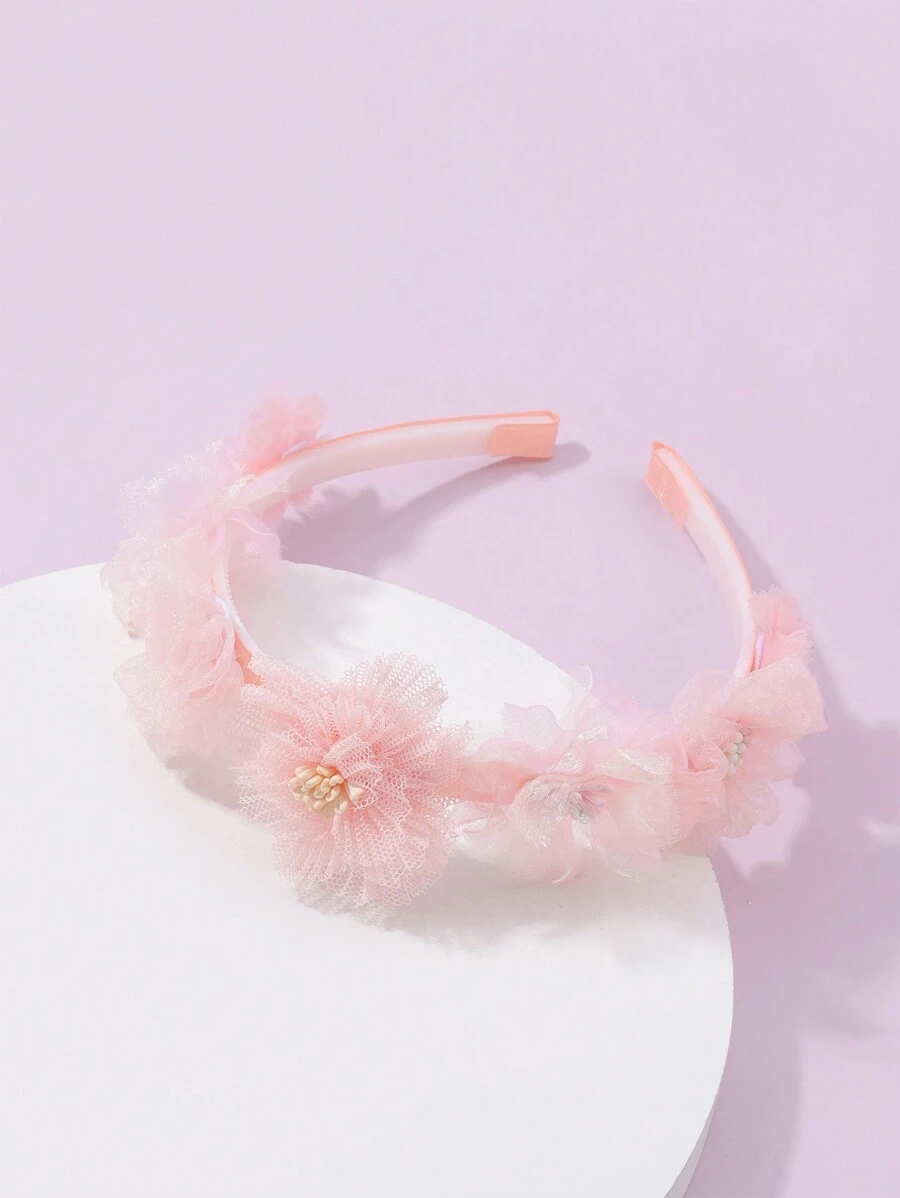 1 Pc Fashionable Floral Decor Simple Casual Headband In Pink Tone - Multicolor - View 1