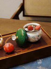 1pc Multi-Color Enamel Jar With Lid, Household Kitchen Storage Container For Spices, Sugar, Seasonings. Living Room Storage For Coffee Beans, Tea Leaves, Herbal Tea. Luxury Gift Jar For Elders And Relatives. - Multicolor - View 4
