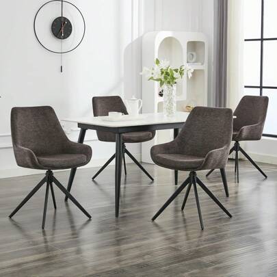 Pacote de 4 cadeiras de jantar DYHOME, cadeira giratória de cozinha, cadeira de jantar acolchoada de estilo moderno, sala de jantar, sala de estar, cadeira de estudo