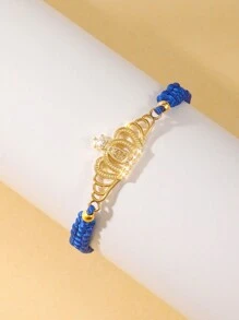 1 pièce Bracelet tressé avec couronne ajourée, Bracelet tressé de la Vierge Marie, Bracelet réglable, Cadeau porte-bonheur pour les amis, Bracelet de couple