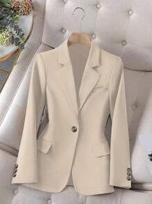 Damen Lässig Elegant einfarbige leichte Lange Ärmel Blazer Jacke, vielseitig einsetzbar für den Arbeitsweg