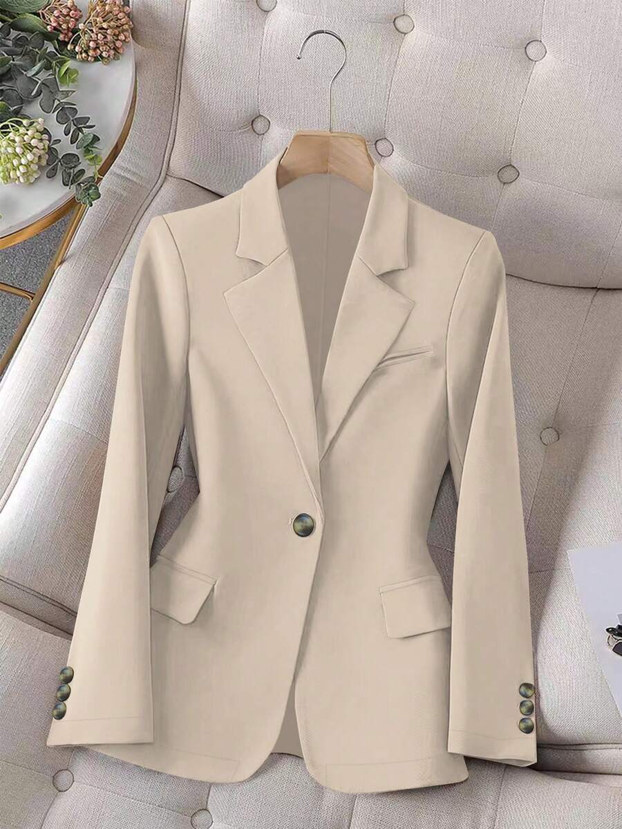 Damen Lässig Elegant einfarbige leichte Lange Ärmel Blazer Jacke, vielseitig einsetzbar für den Arbeitsweg