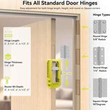 Door Hinge Jig, Hinge Mortise Template, Hinge Installation Kit, Hinge Router Template For 3 Inch To 5 Inch Door Hinges And Square, 1/4 Inch Radius Or 5/8 Inch Radius Hinge Types - Yellow - View 6