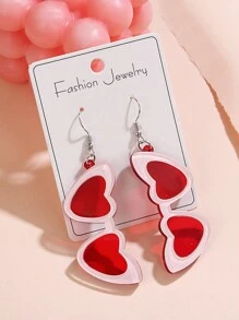 1 paire de boucles d'oreilles asymétriques en forme de cœur en acrylique, design charmant et passionné pour femmes