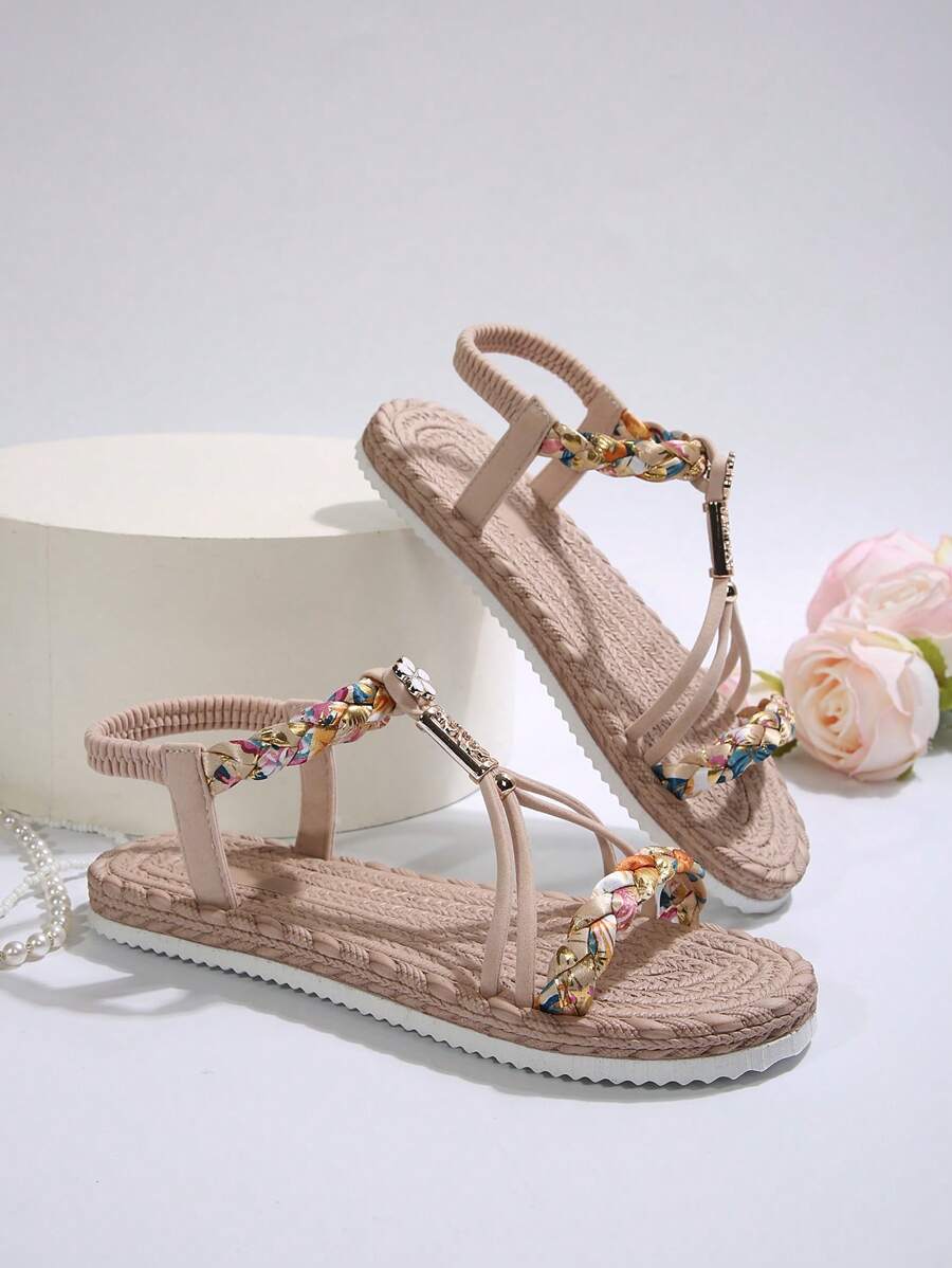 New Multi-Color Fashionable Flat Sandals For Women - Khaki - View 1