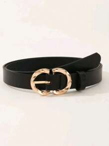 Oval Buckle Belt Section - 黑色 - 查看 1