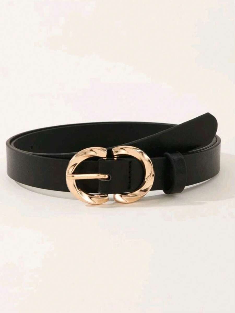 Oval Buckle Belt Section - 黑色 - 查看 1