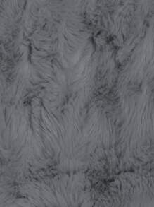 Linda chamarra de pelo sintetico sencilla para dama peluda con capucha de temporada - Gris - Ver 6