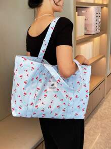 Bolsa de tela estampada, ideal para vacaciones, ocio, compras, bolso de hombro, bolsa de compras, viajes a corta distancia, bolso de viaje grande de hombro, nueva bolsa de verano, bolsa de viaje para mamá, estilo artístico de bolsa escolar y mochila para mujeres o estudiantes, perfecta para libros, compras, regreso a la escuela y talla grande