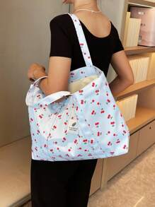 Bolsa de tela estampada, ideal para vacaciones, ocio, compras, bolso de hombro, bolsa de compras, viajes a corta distancia, bolso de viaje grande de hombro, nueva bolsa de verano, bolsa de viaje para mamá, estilo artístico de bolsa escolar y mochila para mujeres o estudiantes, perfecta para libros, compras, regreso a la escuela y talla grande