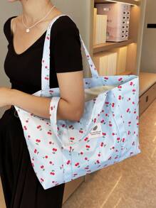 Bolsa de tela estampada, ideal para vacaciones, ocio, compras, bolso de hombro, bolsa de compras, viajes a corta distancia, bolso de viaje grande de hombro, nueva bolsa de verano, bolsa de viaje para mamá, estilo artístico de bolsa escolar y mochila para mujeres o estudiantes, perfecta para libros, compras, regreso a la escuela y talla grande