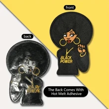 1pc Embroidered Patch, Black Power Fist Symbol And Slogan, Mixed Color, Iron-On/Sew-On Patch, Suitable For Clothing And Accessories - Color Mixing - View 5