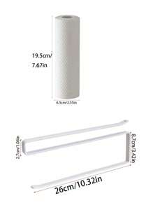 2pcs Wall-Mounted Kitchen Roll Holder & Rag Dispenser, Adhesive-Free Installation, Storage Rack For Film, Paper Towel, Wipes - Random Color - View 4