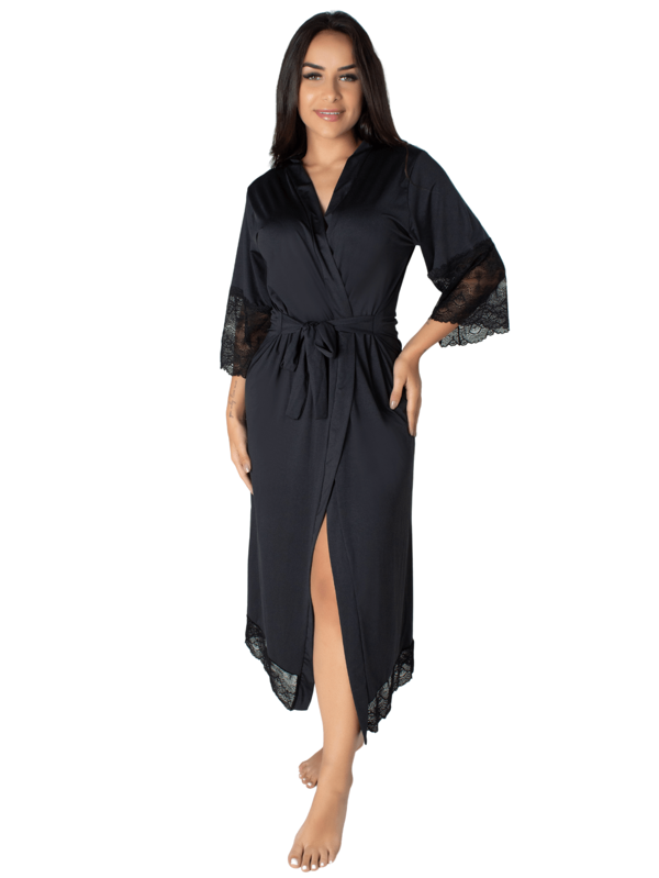 Robe Longo Luxo Renda Roupão Hobe Feminino Hobby