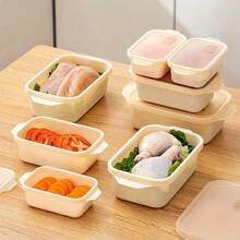 3-Piece Microwave Plastic Food Storage Containers - Multipurpose, Clip-On Closure, Square Shape, Freezer And Microwave Safe For Easy Food Preservation, Kitchen Storage Utensils, Organizer, Room Decoration, Suitable For Kitchen, Restaurant, Party, Camping, Gathering, Gift For Friends, Family Gift - Multicolor - View 2