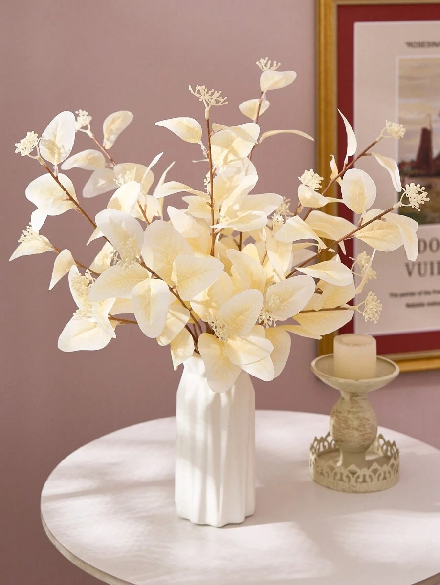 1 件/3 件丝绸人造桉树茎假桉树茎带叶浆果绿植植物树枝花卉装饰用于花瓶填充婚礼派对家居插花波西米亚风装饰、情人节、礼物礼物生日毕业 - 黃色 - 查看 1