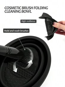 MAANGE 30pcs Professional Makeup Brushes With Velvet Bag+20pcs Powder Puff Accessories+1pc Silicone Cleaning Bowl+1pc Waterproof Wash Bag,Makeup Tools With Soft Brush Hair For Easy Carrying,Foundation Brush,Eye Shadow Brush,Blending Brush,Eyebrow Brush,Brush Set For Travel - 黑色 - 查看 9
