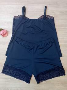 Baby Doll Microfiber Lace Comfort Without Padded Lined Pajama Short Doll - 351 - 藏蓝色 - 查看 2