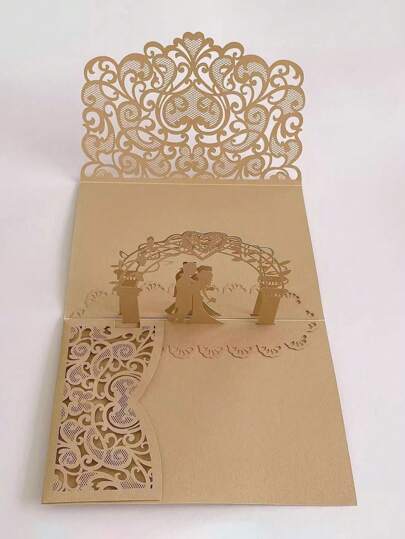 5 jeux d'invitations de mariage découpées laser à 3 volets, invitations ajourées haut de gamme, cartes de bénédiction, faire-part de mariage, 1 carte d'invitation + 1 enveloppe + 2 pages intérieures par jeu. Meilleurs cadeaux, décoration de mariage, décoration de maison, décoration de chambre, cadeaux de fête, décoration d'anniversaire de la mariée, décoration de remise des diplômes, décoration de fête de célibataire