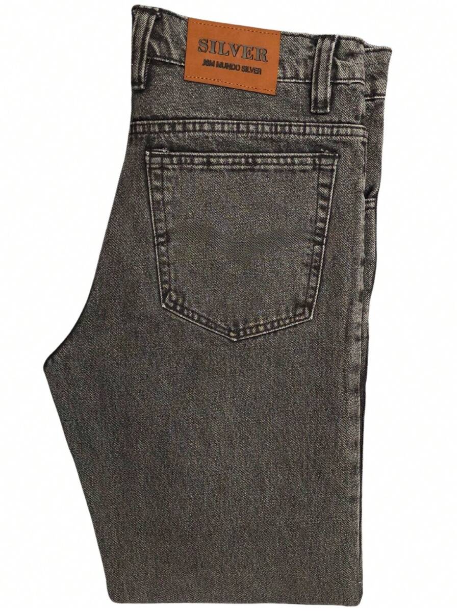 World JSM Silver Denim Jeans Fabric 14 Ounces Thick Mundo Silver - 深灰色 - 查看 1